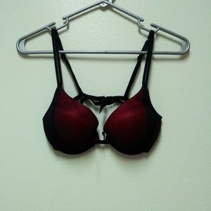 Red and black bra